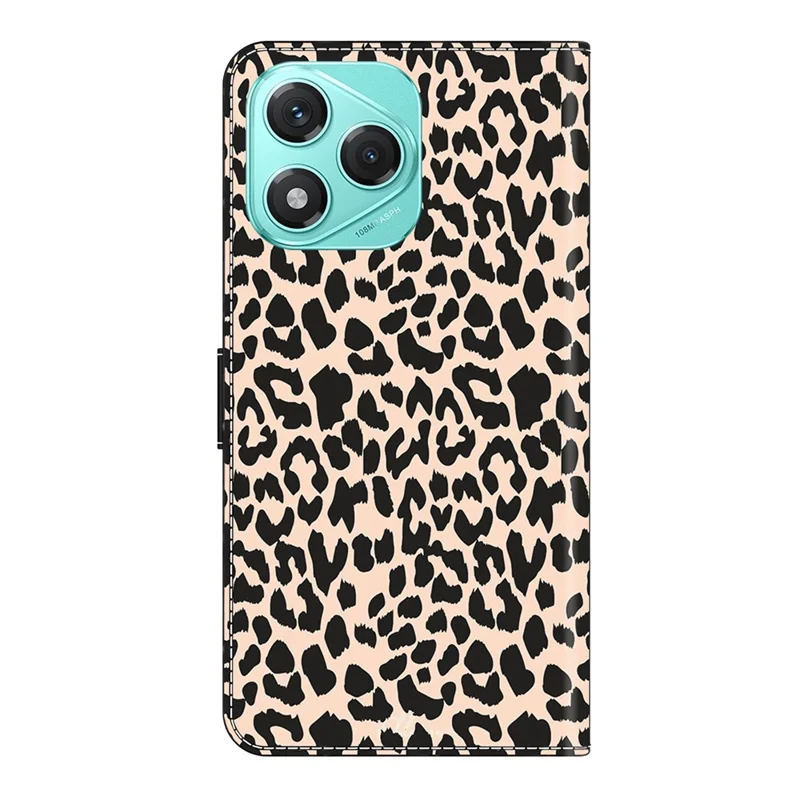 For Honor 400 Lite 5G Case with Card Slot Pattern Printed TPU + PU Leather Flip Phone Cover - Leopard Print
