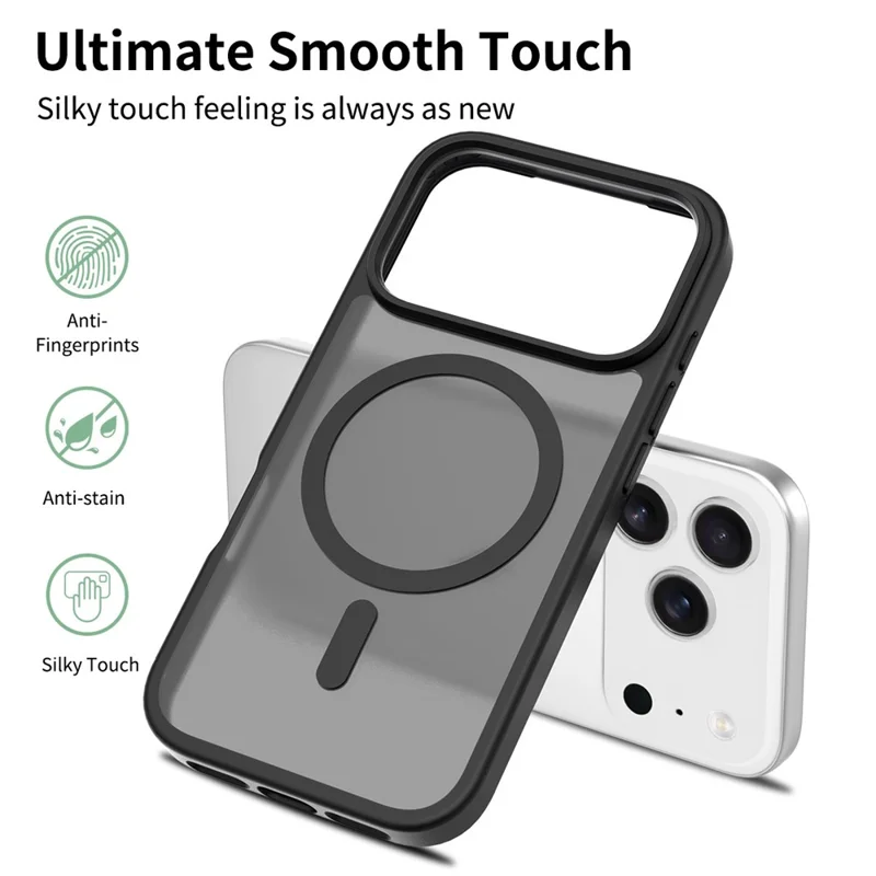 Bulk Purchasing For iPhone 17 Pro Case Compatible with MagSafe Skin Touch TPU Acrylic Phone Back Cover - Black
