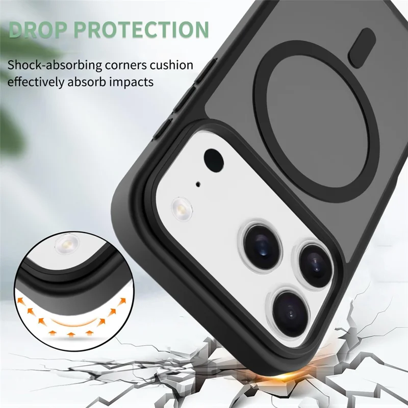 Bulk Purchasing For iPhone 17 Pro Case Compatible with MagSafe Skin Touch TPU Acrylic Phone Back Cover - Black