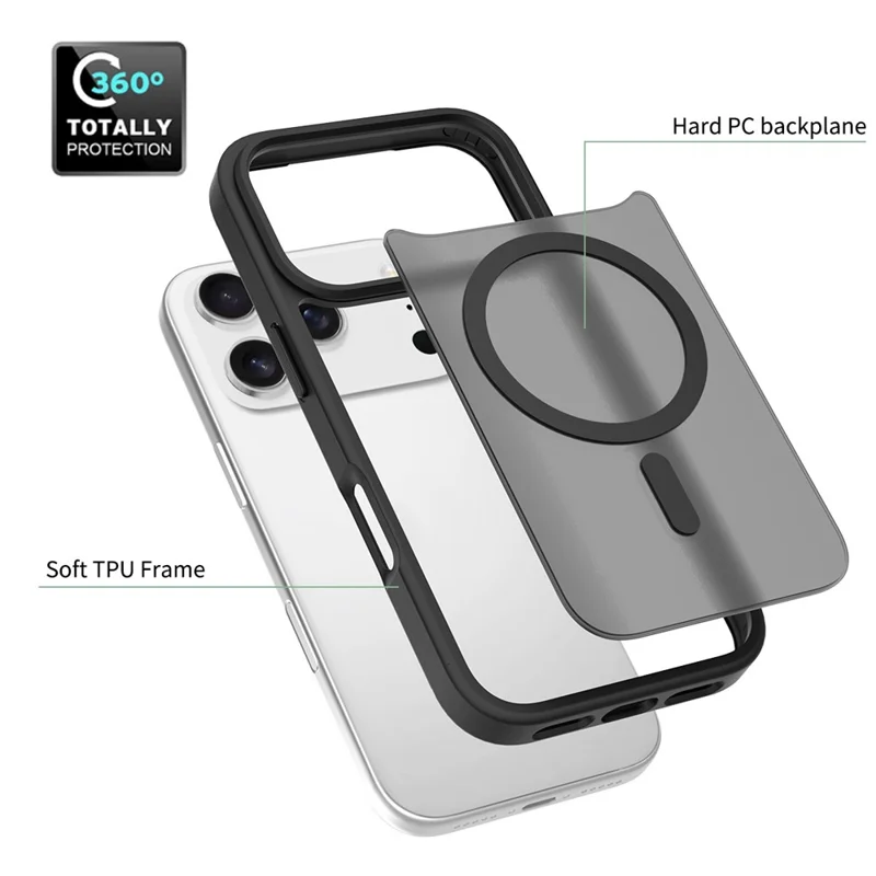 Bulk Purchasing For iPhone 17 Pro Case Compatible with MagSafe Skin Touch TPU Acrylic Phone Back Cover - Black