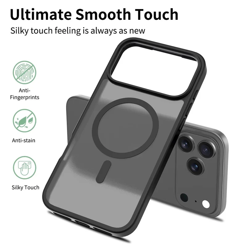 Bulk Purchasing For iPhone 17 Pro Max Case Compatible with MagSafe Skin Touch TPU Acrylic Phone Back Cover - Black