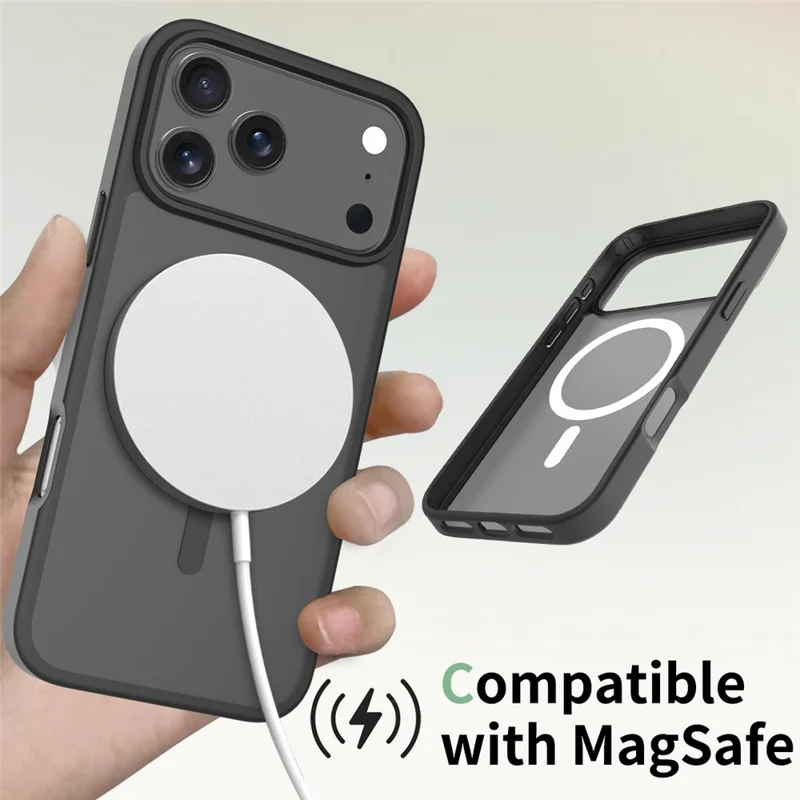 Bulk Purchasing For iPhone 17 Pro Max Case Compatible with MagSafe Skin Touch TPU Acrylic Phone Back Cover - Black