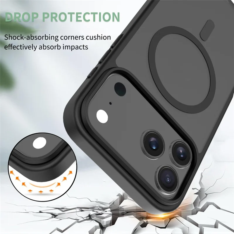 Bulk Purchasing For iPhone 17 Pro Max Case Compatible with MagSafe Skin Touch TPU Acrylic Phone Back Cover - Black