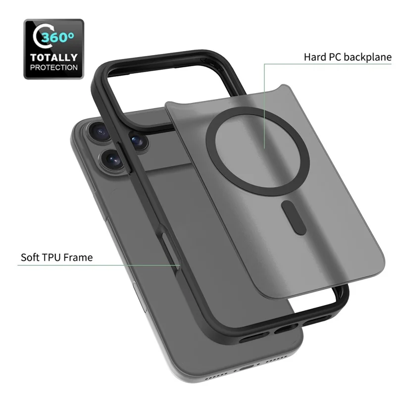 Bulk Purchasing For iPhone 17 Pro Max Case Compatible with MagSafe Skin Touch TPU Acrylic Phone Back Cover - Black