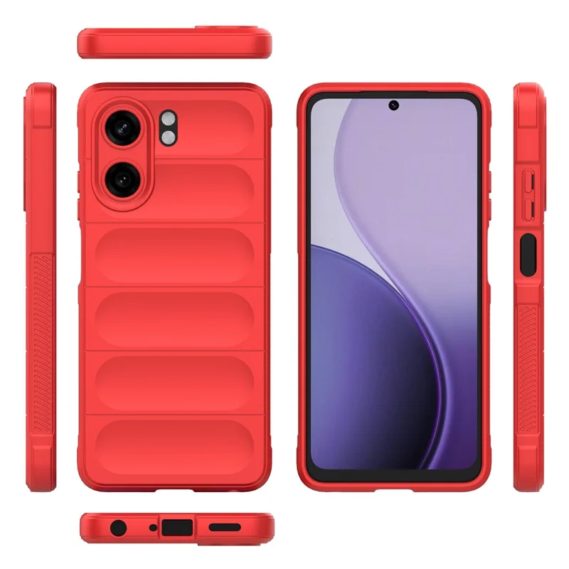 For Oppo A5x 5G  /  4G Case Anti-Drop Soft TPU Rugged Phone Back Cover - Red