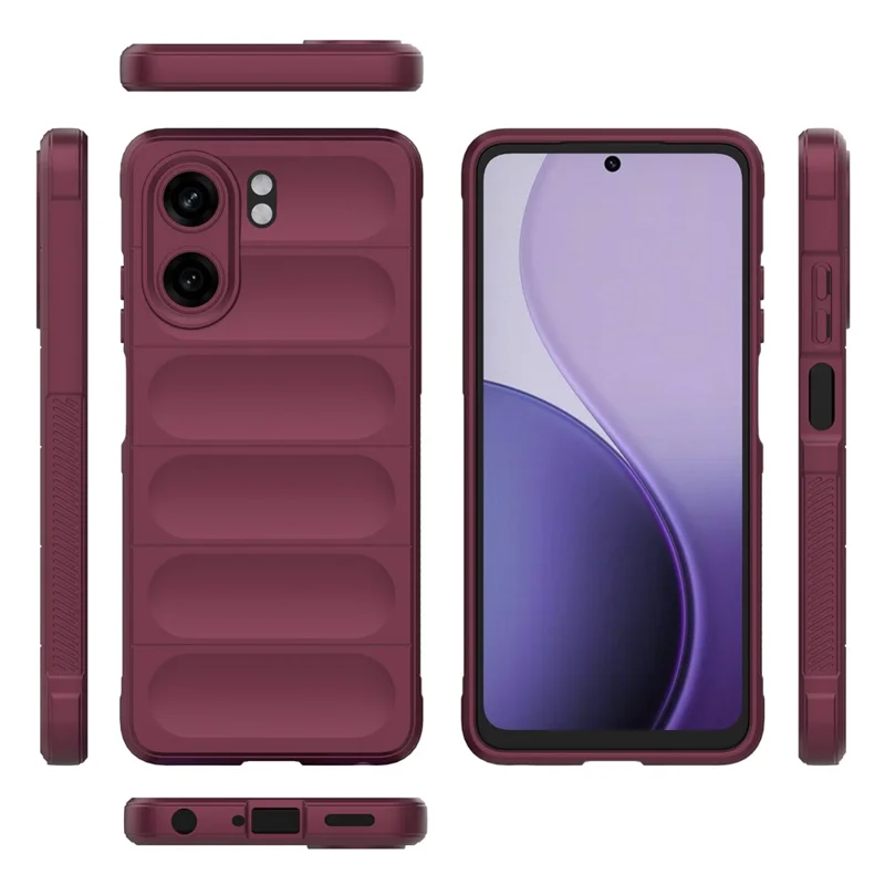 For Oppo A5x 5G  /  4G Case Anti-Drop Soft TPU Rugged Phone Back Cover - Wine Red