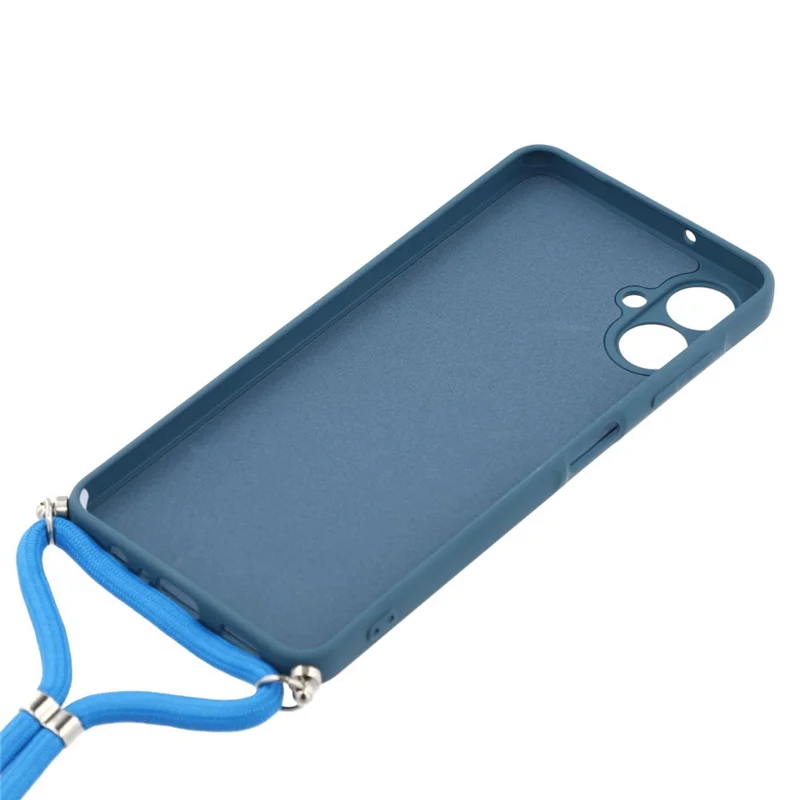 Pour Samsung Galaxy A06 4G Étui Flexible Doublure en Fibre TPU Anti-Choc Bandoulière - Saphir
