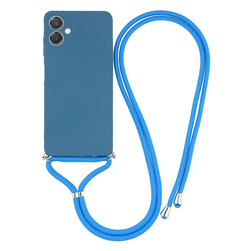 Cover per Samsung Galaxy A05 4G Custodia in TPU Flessibile con Rivestimento in Fibra Antiurto con Tracolla - Zaffiro