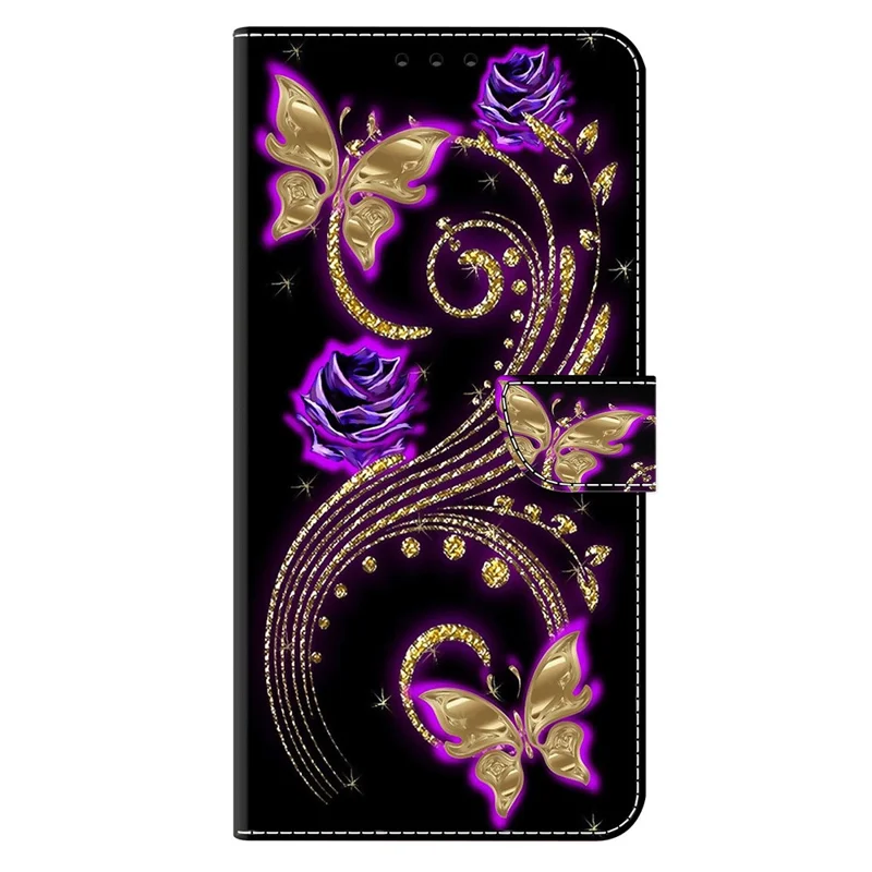 For Honor 400 5G (Global) Case 3D Pattern PU Leather Wallet Phone Cover with Stand - Purple Flowers  /  Butterflies