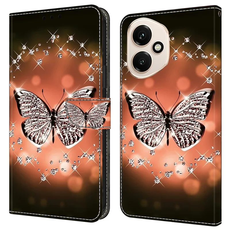 For Honor 400 5G (Global) Case 3D Pattern PU Leather Wallet Phone Cover with Stand - Crystal Butterfly