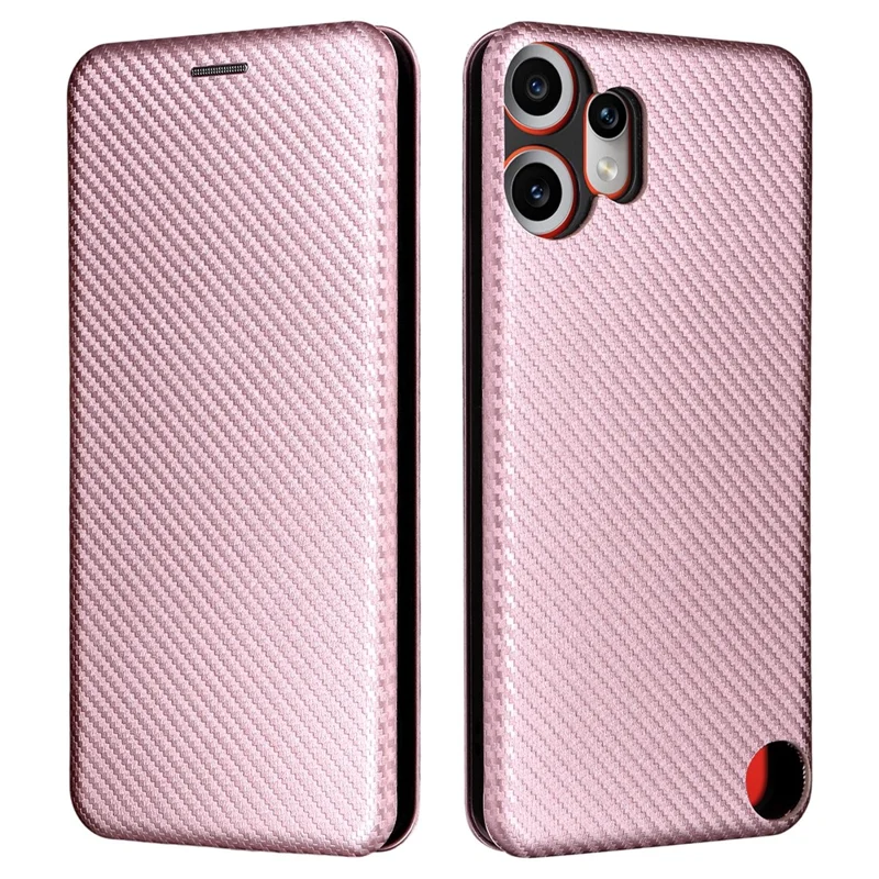 For Nothing CMF Phone 2 Pro Case Carbon Fiber Texture Drop-Proof PU Leather Phone Cover - Rose Gold