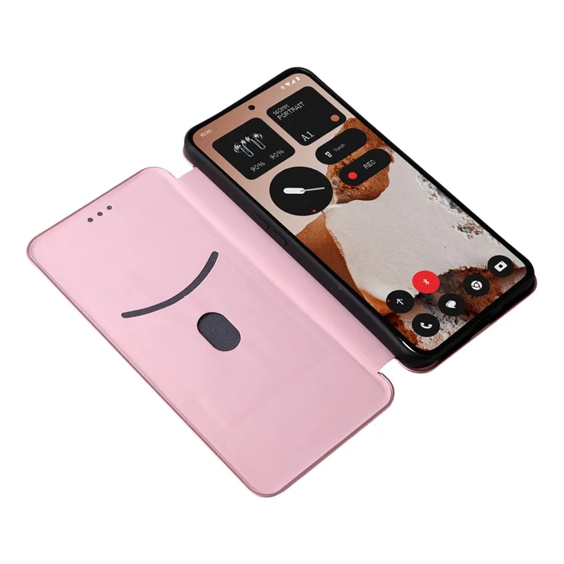 For Nothing CMF Phone 2 Pro Case Carbon Fiber Texture Drop-Proof PU Leather Phone Cover - Rose Gold