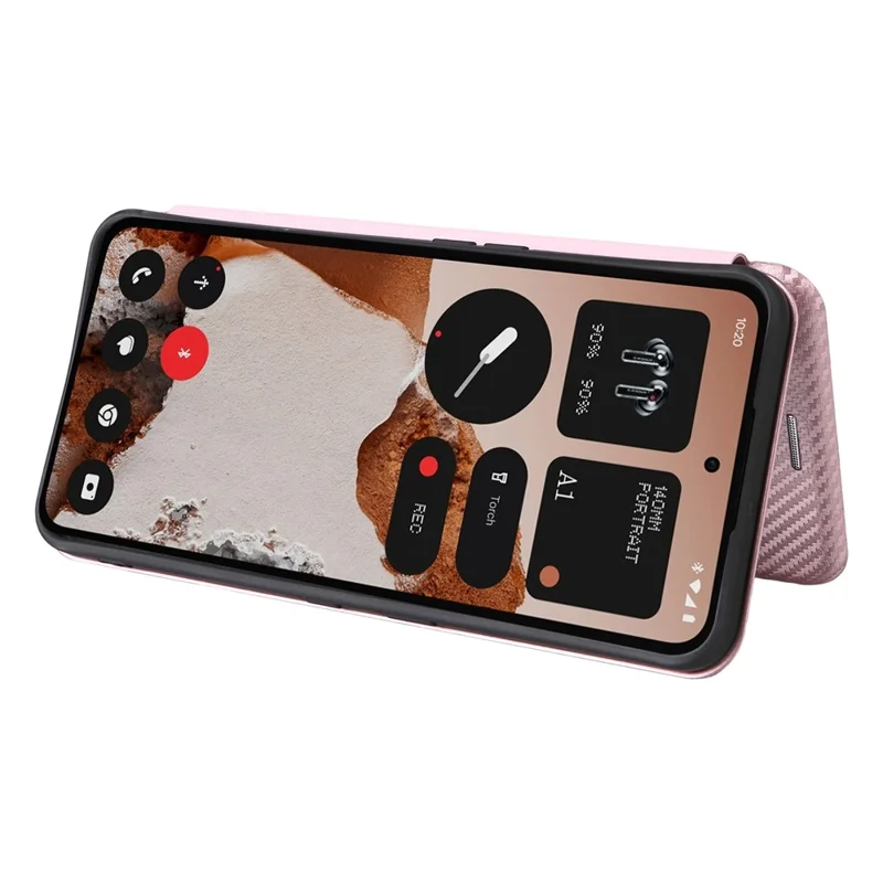 For Nothing CMF Phone 2 Pro Case Carbon Fiber Texture Drop-Proof PU Leather Phone Cover - Rose Gold
