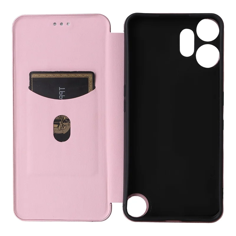 For Nothing CMF Phone 2 Pro Case Carbon Fiber Texture Drop-Proof PU Leather Phone Cover - Rose Gold