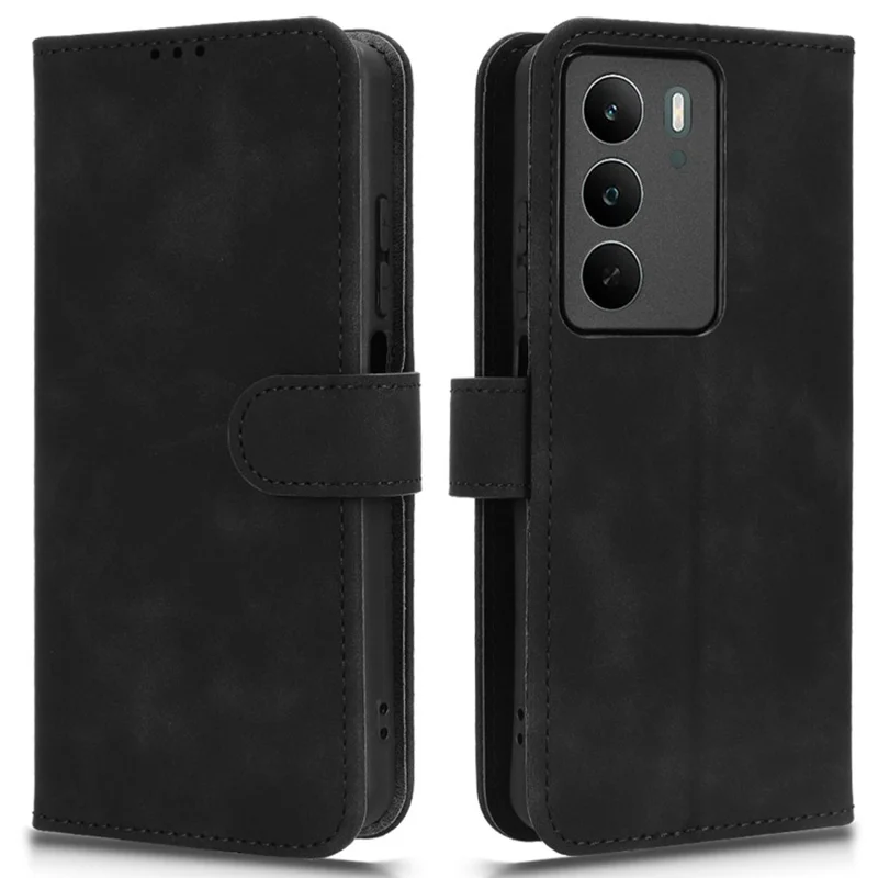 For Realme C71 4G Leather Case Skin Feel Anti Drop Wallet Flip Phone Cover - Black