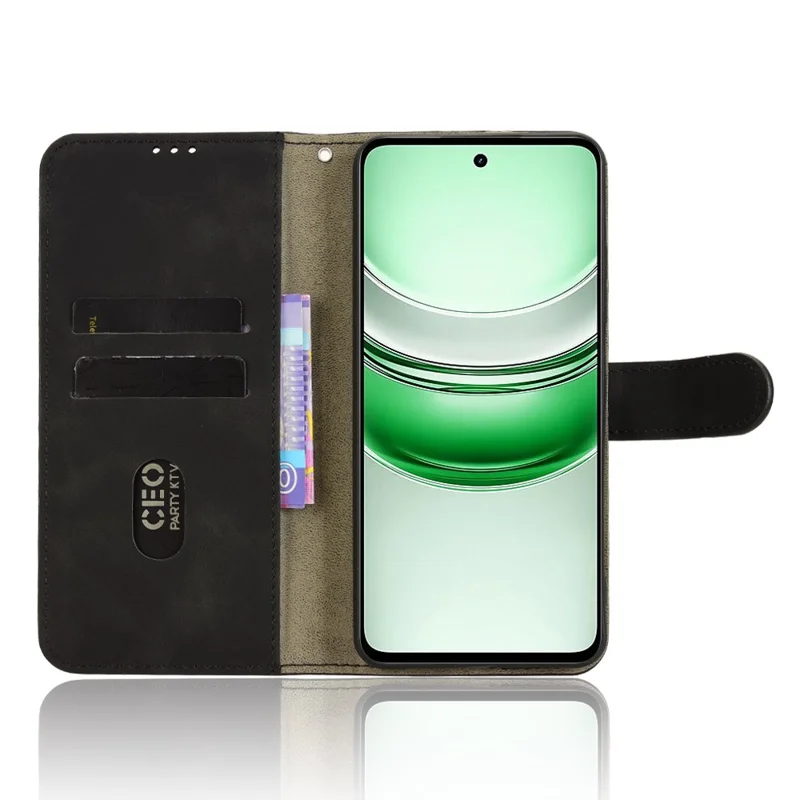 For Realme C71 4G Leather Case Skin Feel Anti Drop Wallet Flip Phone Cover - Black