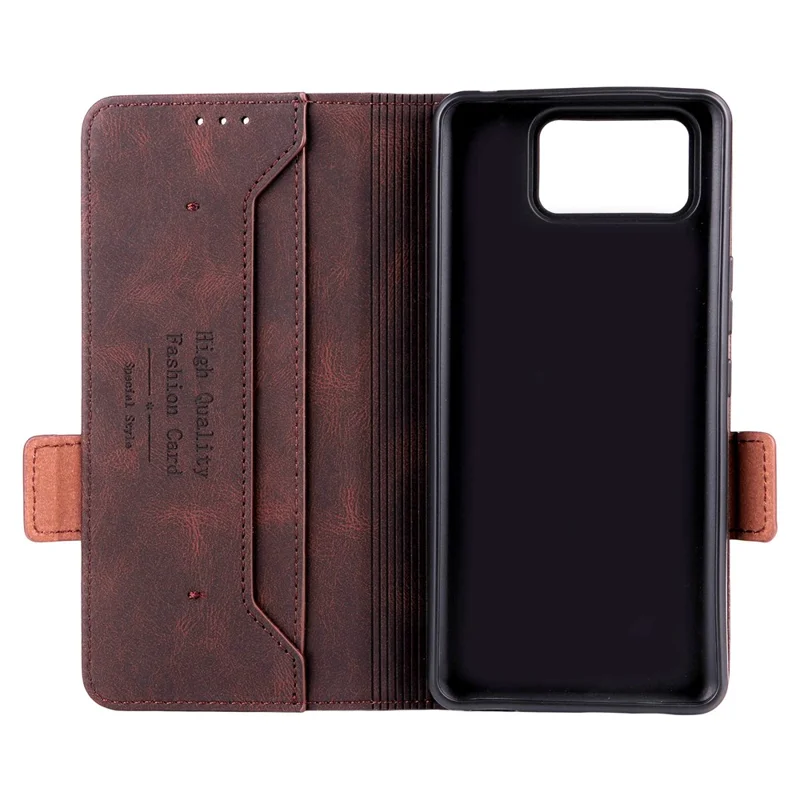 For Asus Zenfone 12 Ultra 5G Case Leather Wallet Flip Phone Cover with Hardware Decor - Coffee