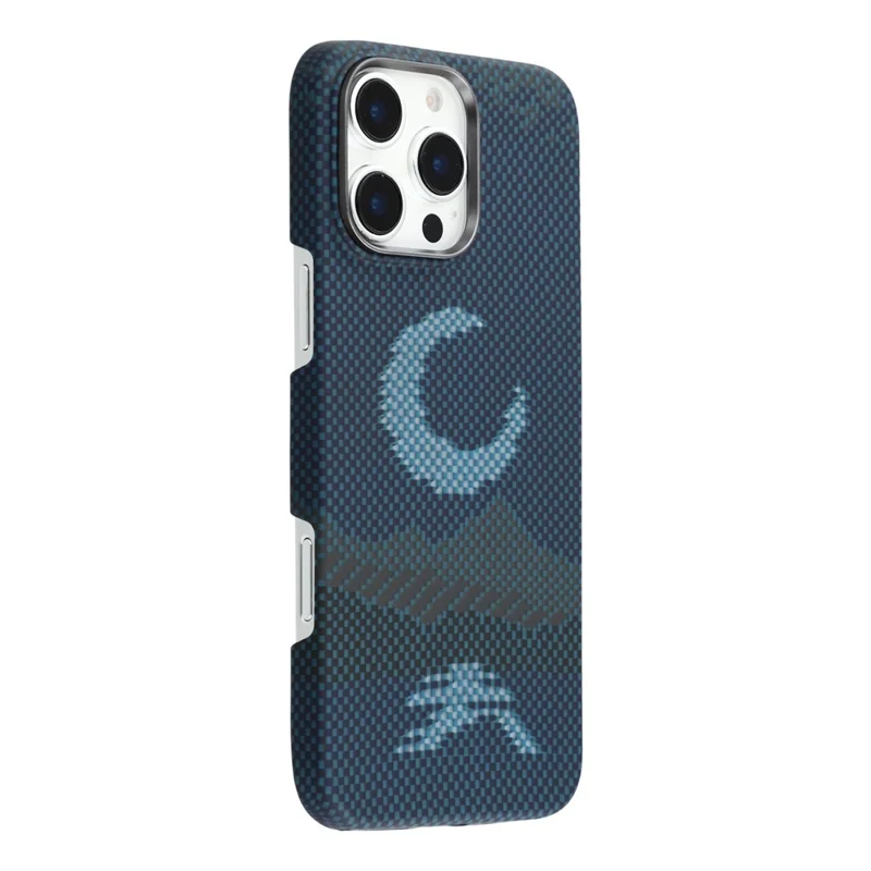 For iPhone 16 Magnetic Case Precise Cutouts Aramid Fiber Phone Cover with Metal Lens Frame - Moon