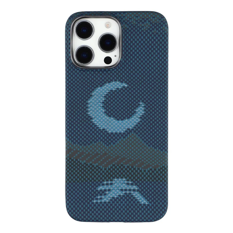 For iPhone 16 Magnetic Case Precise Cutouts Aramid Fiber Phone Cover with Metal Lens Frame - Moon