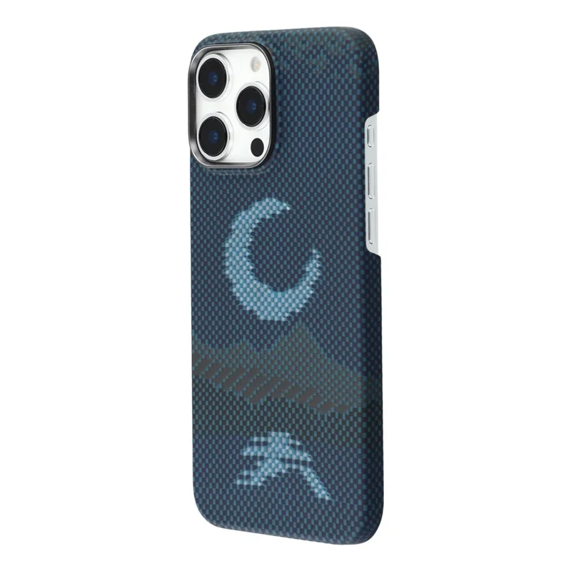 For iPhone 16 Magnetic Case Precise Cutouts Aramid Fiber Phone Cover with Metal Lens Frame - Moon