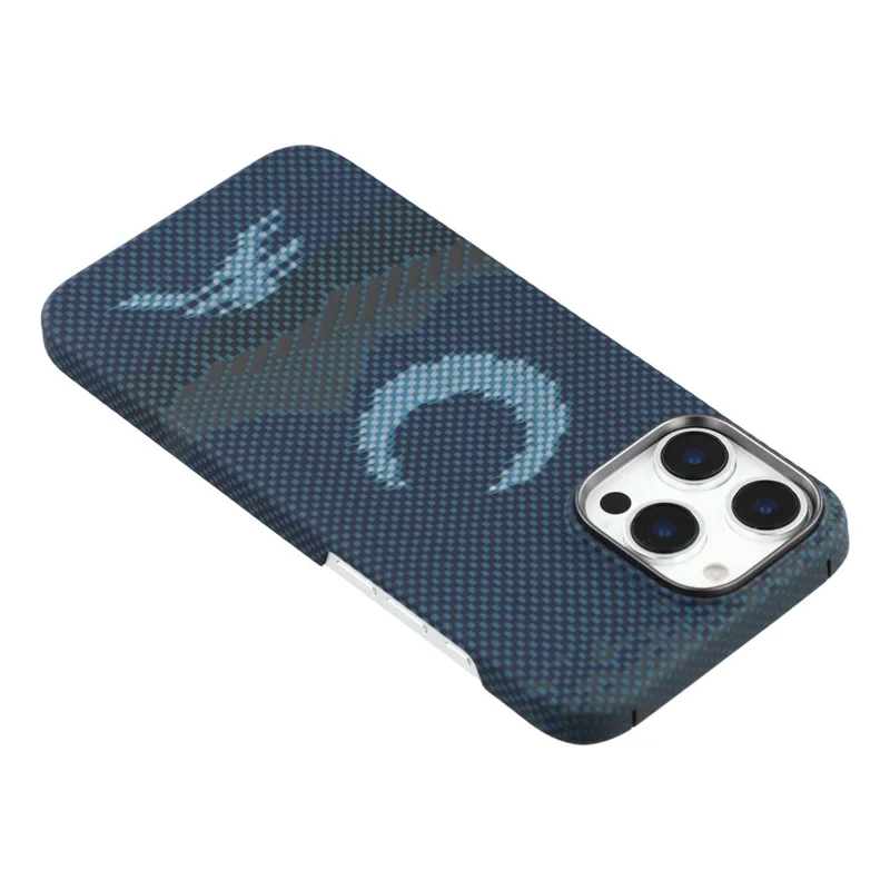 For iPhone 16 Magnetic Case Precise Cutouts Aramid Fiber Phone Cover with Metal Lens Frame - Moon