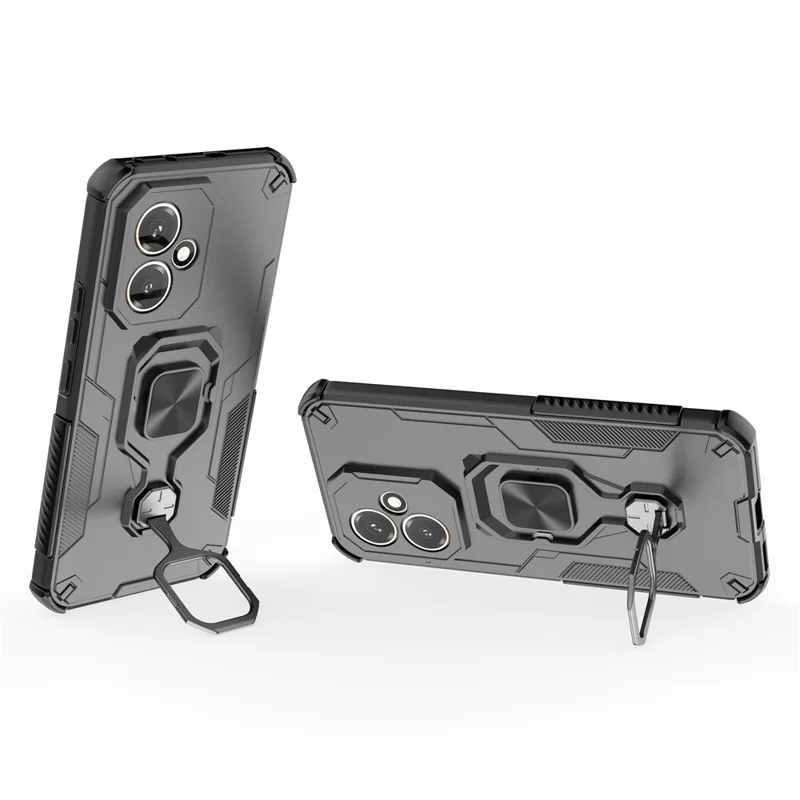 For Honor 400 5G (Globale) Custodia Anello rotante Supporto Custodia telefonica PC + TPU antiurto - Nero
