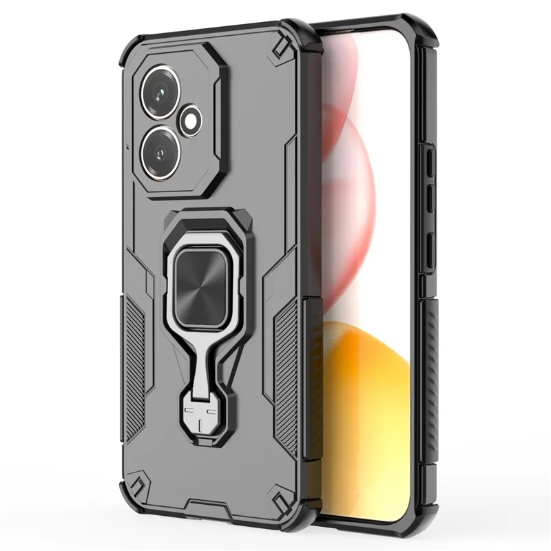 For Honor 400 5G (Globale) Custodia Anello rotante Supporto Custodia telefonica PC + TPU antiurto - Nero