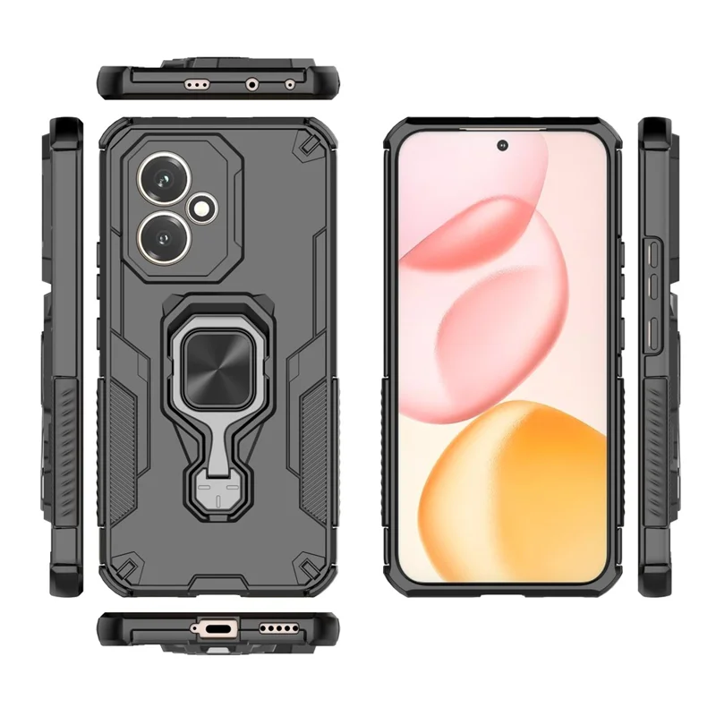 For Honor 400 5G (Globale) Custodia Anello rotante Supporto Custodia telefonica PC + TPU antiurto - Nero