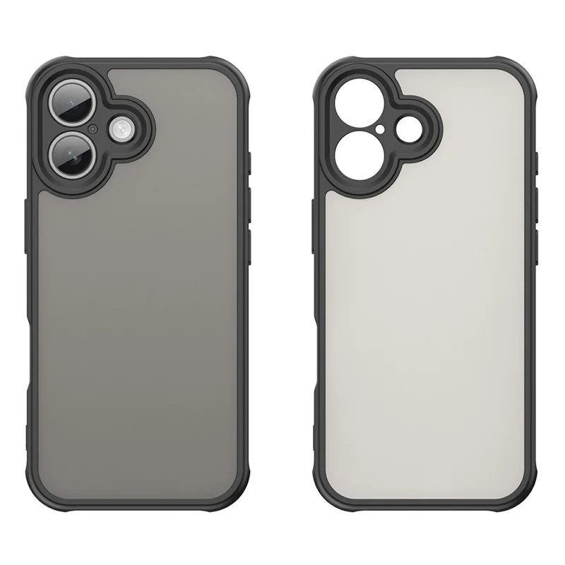 For iPhone 17 Case Drop Proof Airbags Frosted Translucent PC + TPU Phone Back Cover - Black
