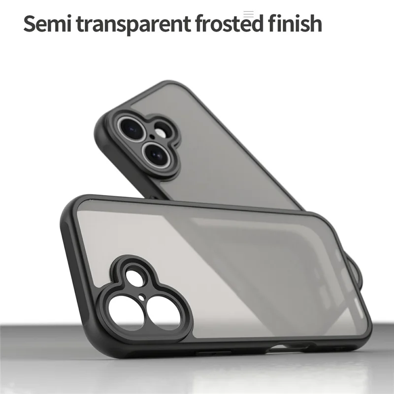 For iPhone 17 Case Drop Proof Airbags Frosted Translucent PC + TPU Phone Back Cover - Black