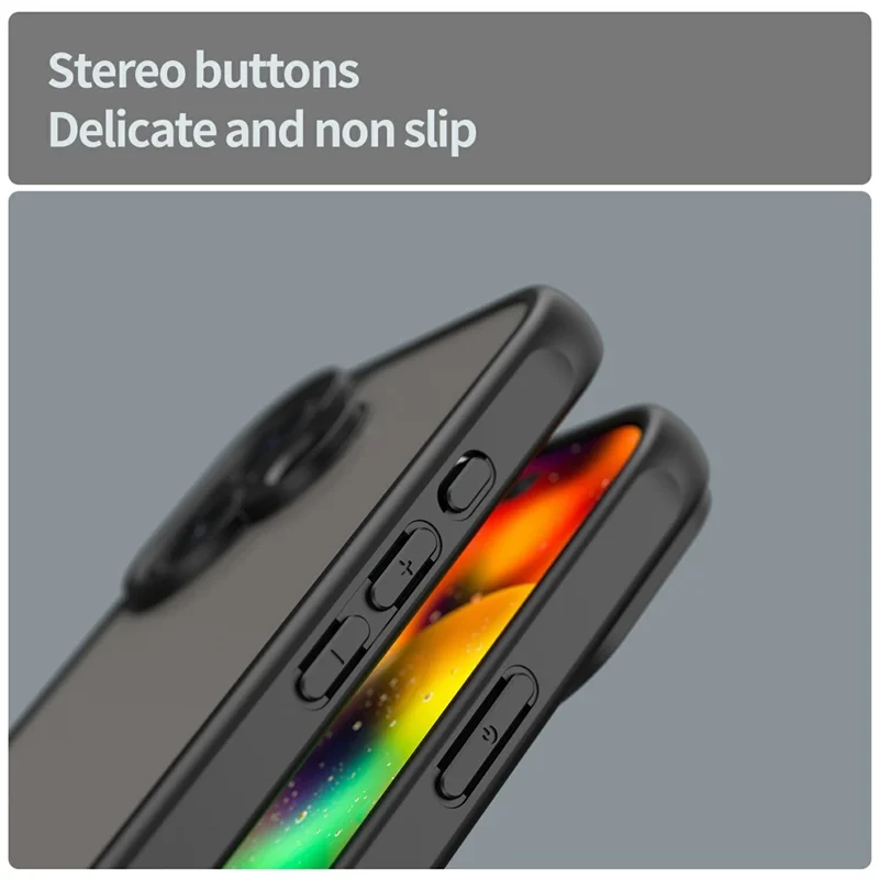 For iPhone 17 Case Drop Proof Airbags Frosted Translucent PC + TPU Phone Back Cover - Black