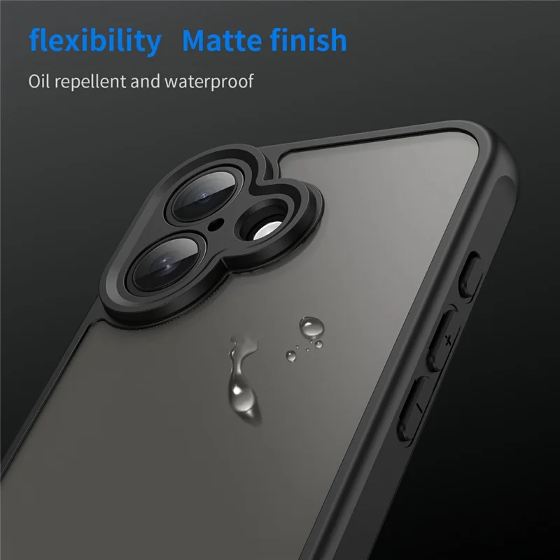 For iPhone 17 Case Drop Proof Airbags Frosted Translucent PC + TPU Phone Back Cover - Black
