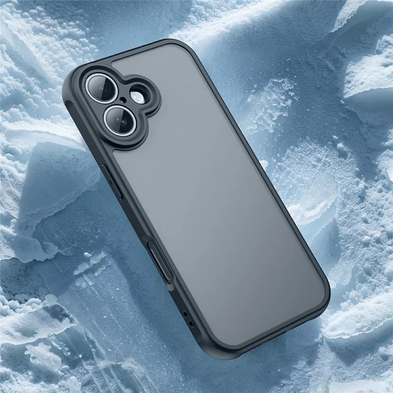 For iPhone 17 Case Drop Proof Airbags Frosted Translucent PC + TPU Phone Back Cover - Black