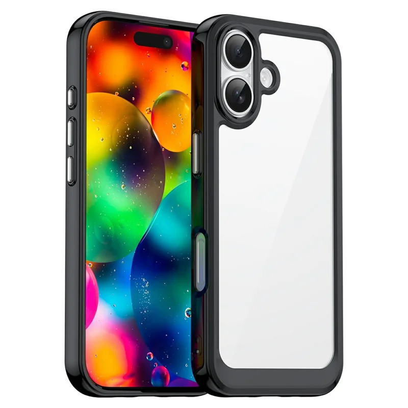 For iPhone 17 Case TPU + Acrylic Protective Clear Phone Cover - Black