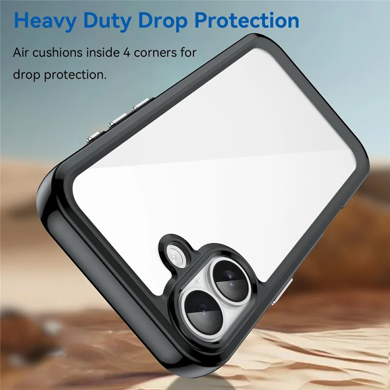 For iPhone 17 Case TPU + Acrylic Protective Clear Phone Cover - Black