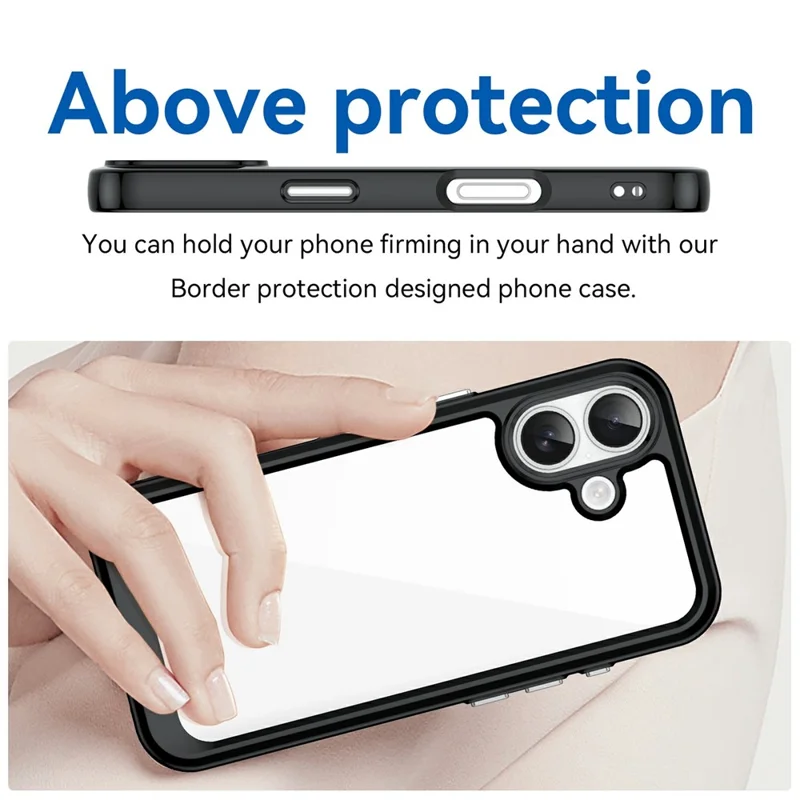 For iPhone 17 Case TPU + Acrylic Protective Clear Phone Cover - Black