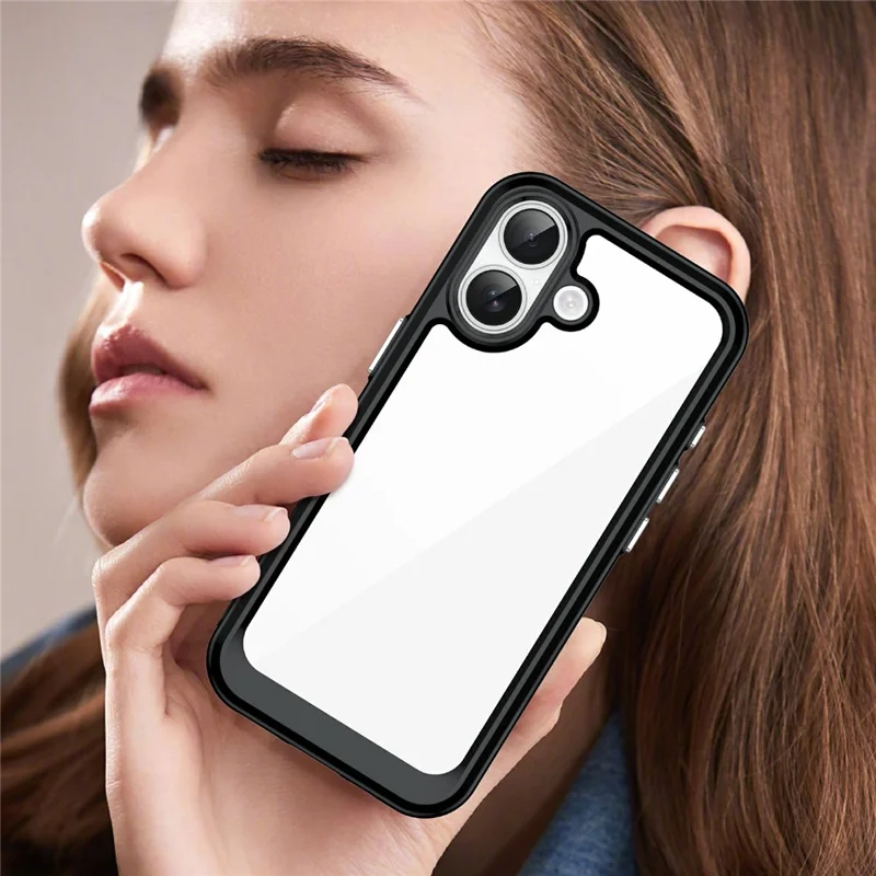 For iPhone 17 Case TPU + Acrylic Protective Clear Phone Cover - Black