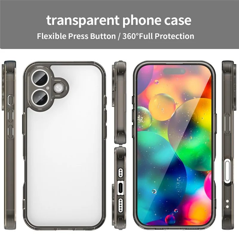 For iPhone 17 Case TPU + Acrylic Phone Back Cover Anti Yellowing - Black