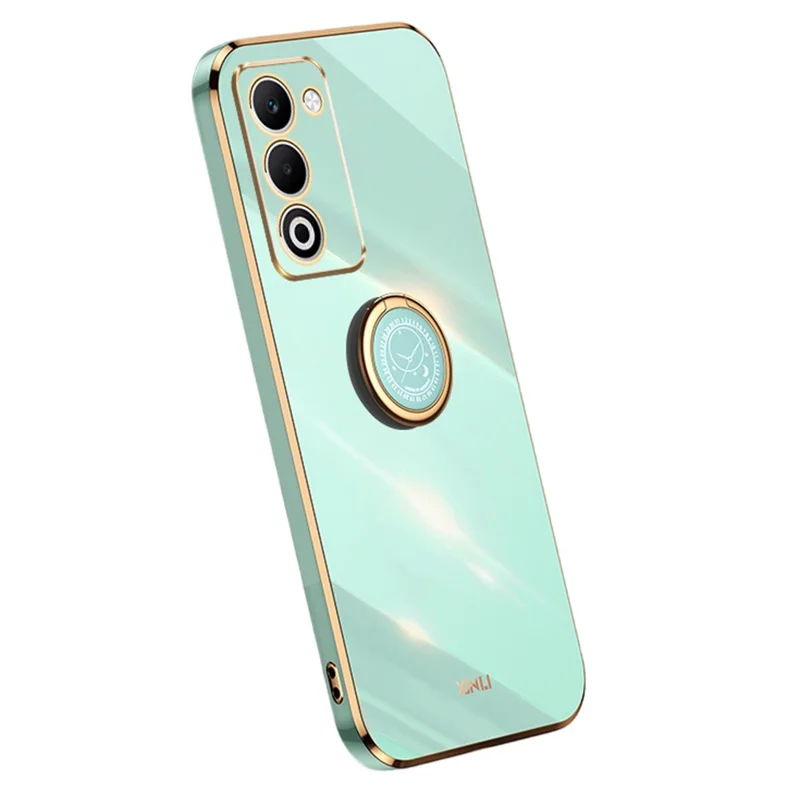 Cover per Oppo A5 5G / 4G con Anello Supporto e Finitura Elettroplatata - Ciano
