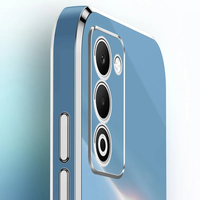 Cover per Oppo A5 5G / 4G con Anello Supporto e Finitura Elettroplatata - Ciano