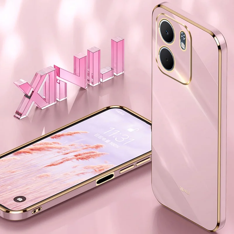 XINLI Fodral för Oppo A5x 5G TPU-mobilhölje med elektropläterad ram – Lila