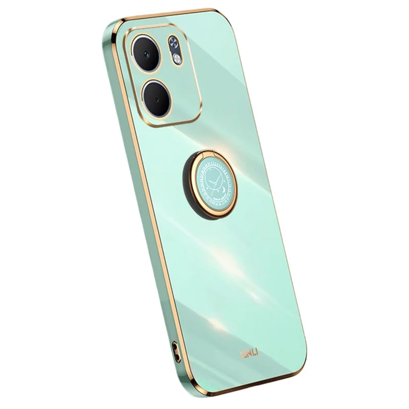 XINLI For Oppo A5x 5G Case Ring Kickstand Electroplating TPU Phone Cover - Cyan