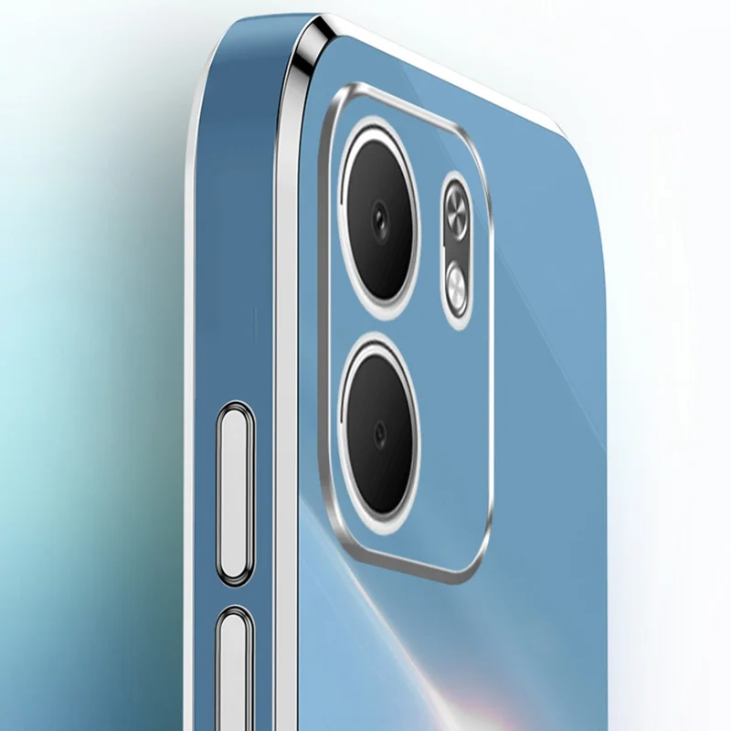 XINLI For Oppo A5x 5G Case Ring Kickstand Electroplating TPU Phone Cover - Cyan