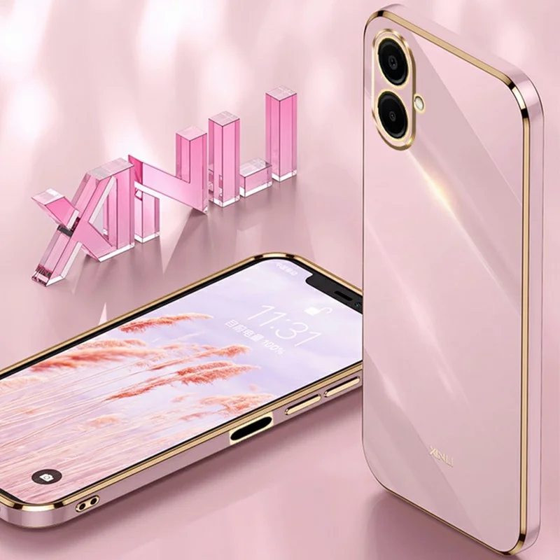 XINLI For Samsung Galaxy A07 5G Case TPU Phone Cover with Electroplating Frame - Cyan