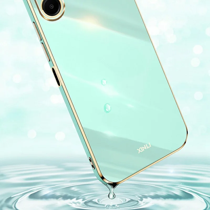 XINLI For Samsung Galaxy A07 5G Case TPU Phone Cover with Electroplating Frame - Cyan