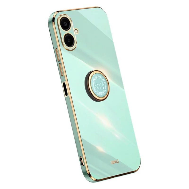 XINLI For Samsung Galaxy A07 5G Case Ring Kickstand Electroplating TPU Phone Cover - Cyan