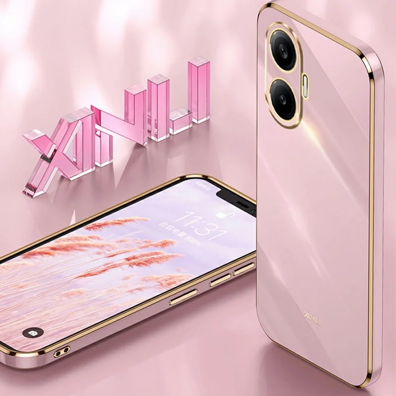 Capa XINLI para Xiaomi Redmi Turbo 4 Pro 5G em TPU com Moldura Eletroplástica - Ciano