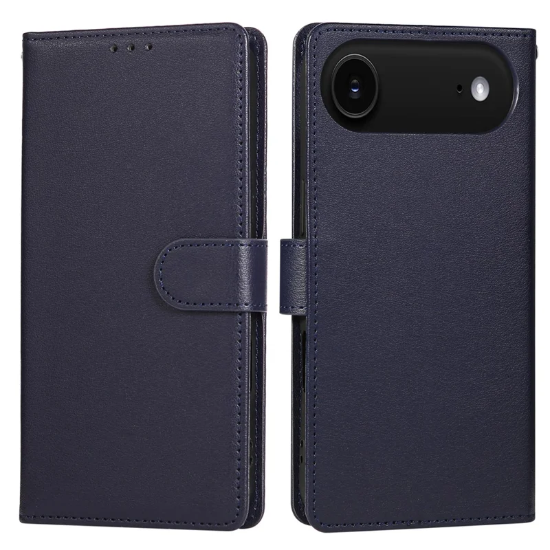 For iPhone 17 Air Case Wallet Stand View PU Leather Phone Cover with Wrist Strap - Blue