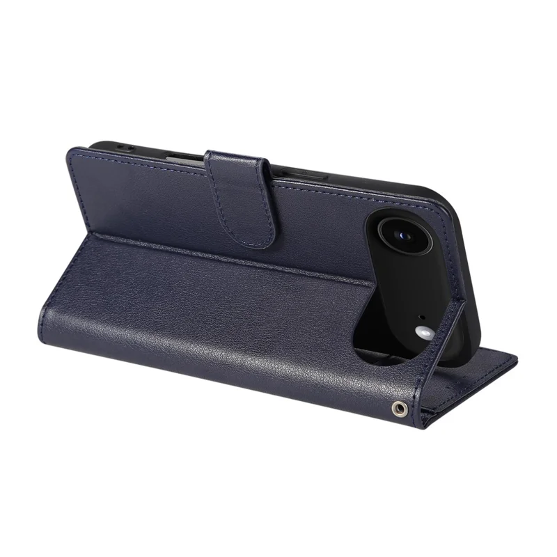 For iPhone 17 Air Case Wallet Stand View PU Leather Phone Cover with Wrist Strap - Blue