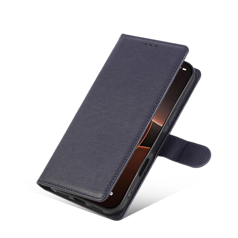 For iPhone 17 Air Case Wallet Stand View PU Leather Phone Cover with Wrist Strap - Blue